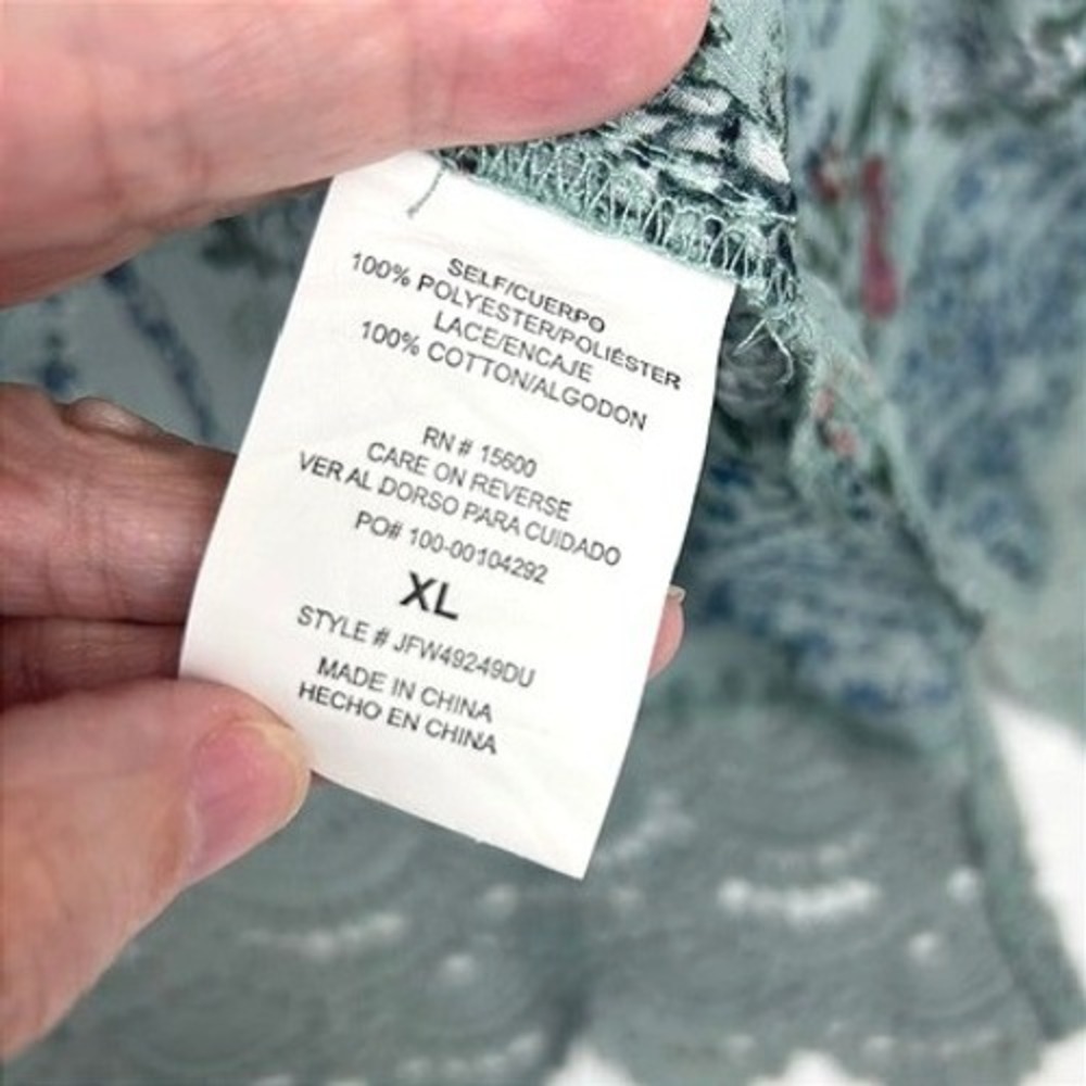 Mason & Belle Floral Medallion Crochet Lace Trim Kimono Wrap Blue XL - Picture 7 of 8